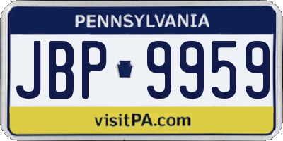 PA license plate JBP9959