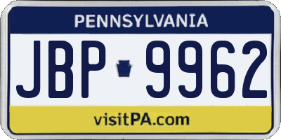 PA license plate JBP9962
