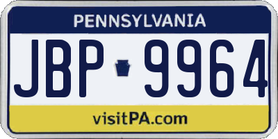 PA license plate JBP9964