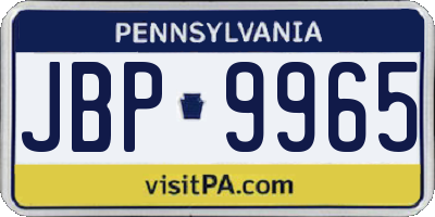 PA license plate JBP9965