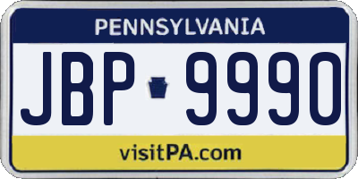 PA license plate JBP9990