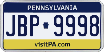 PA license plate JBP9998