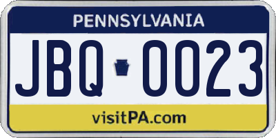 PA license plate JBQ0023
