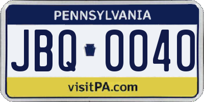 PA license plate JBQ0040