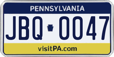 PA license plate JBQ0047