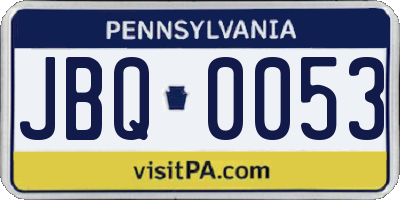 PA license plate JBQ0053