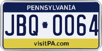 PA license plate JBQ0064