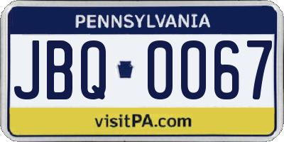 PA license plate JBQ0067
