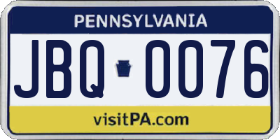 PA license plate JBQ0076