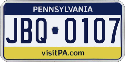 PA license plate JBQ0107