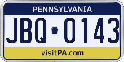 PA license plate JBQ0143