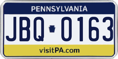 PA license plate JBQ0163