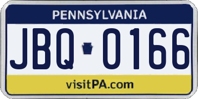 PA license plate JBQ0166