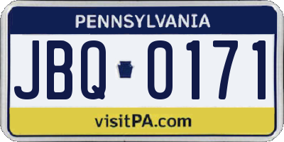 PA license plate JBQ0171