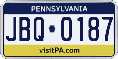 PA license plate JBQ0187