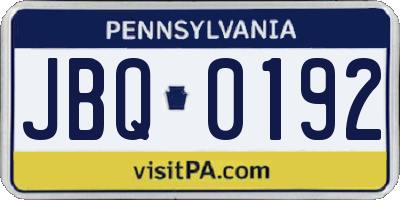 PA license plate JBQ0192