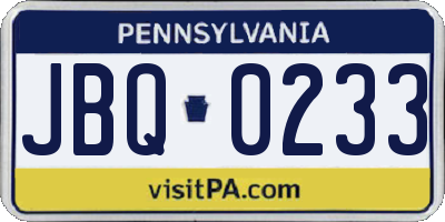 PA license plate JBQ0233