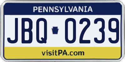 PA license plate JBQ0239