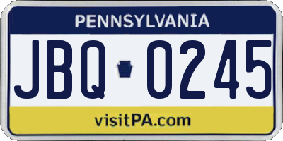 PA license plate JBQ0245