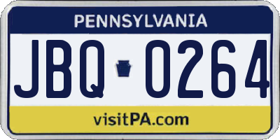 PA license plate JBQ0264