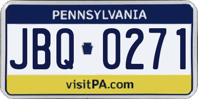 PA license plate JBQ0271