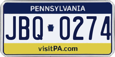 PA license plate JBQ0274