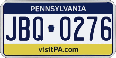 PA license plate JBQ0276