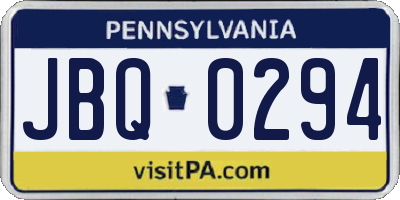 PA license plate JBQ0294