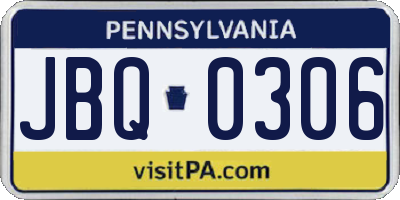 PA license plate JBQ0306