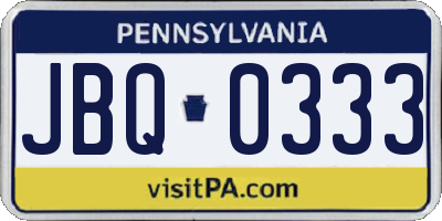 PA license plate JBQ0333