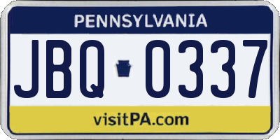 PA license plate JBQ0337