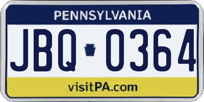 PA license plate JBQ0364