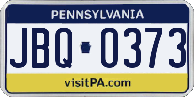 PA license plate JBQ0373