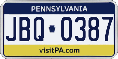 PA license plate JBQ0387