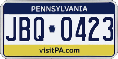 PA license plate JBQ0423