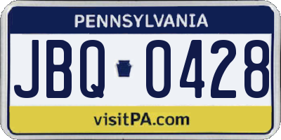 PA license plate JBQ0428