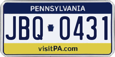 PA license plate JBQ0431