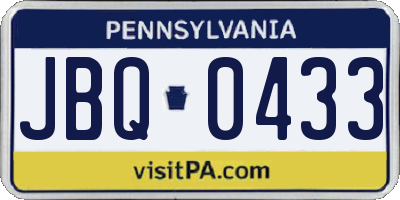 PA license plate JBQ0433