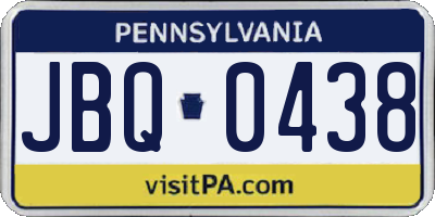 PA license plate JBQ0438