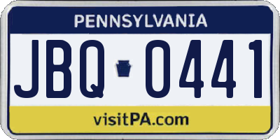 PA license plate JBQ0441