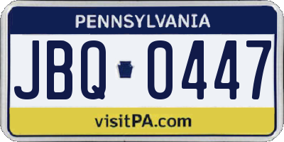 PA license plate JBQ0447