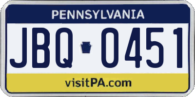 PA license plate JBQ0451