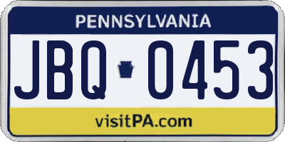 PA license plate JBQ0453