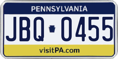 PA license plate JBQ0455