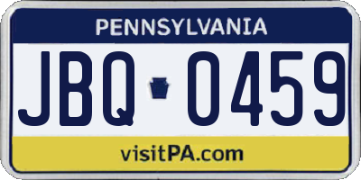 PA license plate JBQ0459
