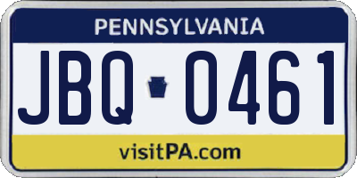 PA license plate JBQ0461