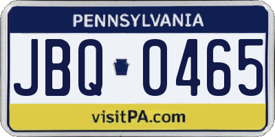 PA license plate JBQ0465