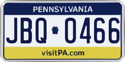 PA license plate JBQ0466