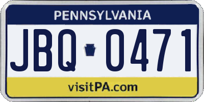PA license plate JBQ0471