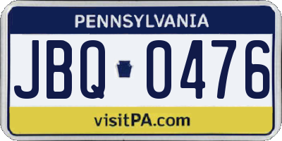 PA license plate JBQ0476